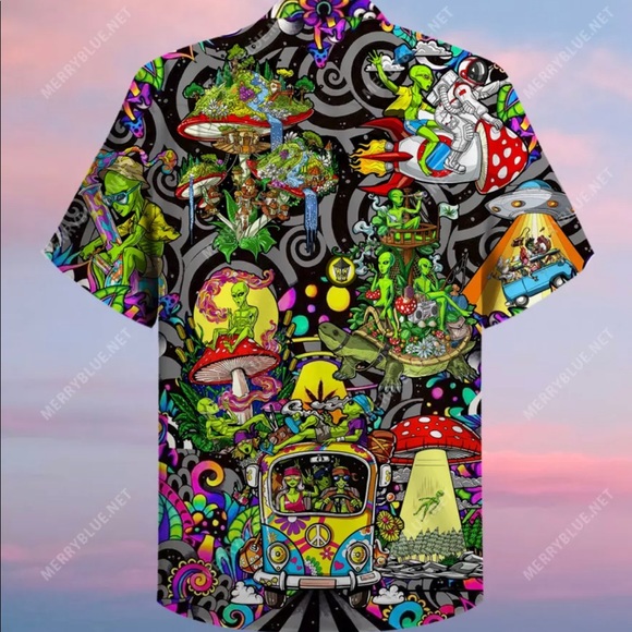 Alien Hippie Hawaiian Shirt - Picture 2 of 4